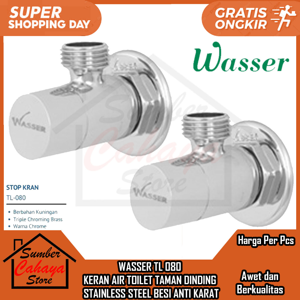 WASSER KERAN AIR TL 080 DINDING TEMBOK WASTAFEL BATHUP KRAN AER CUCI PIRING MANCI STAINLESS KERAN DI