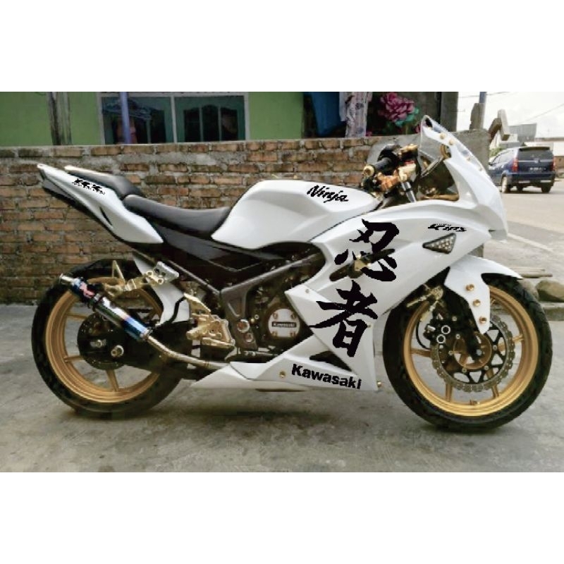 Stiker striping ninja rr new huruf kanji hitam//variasi ninja rr new