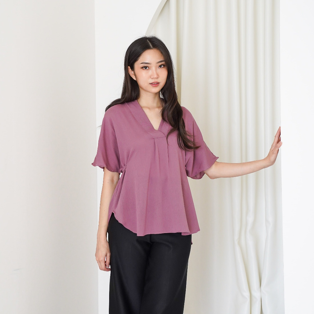 Severli Eve Crinkle Blouse | Blouse Wanita Basic Wanita Crinkle | Blouse Wanita Lengan Pendek