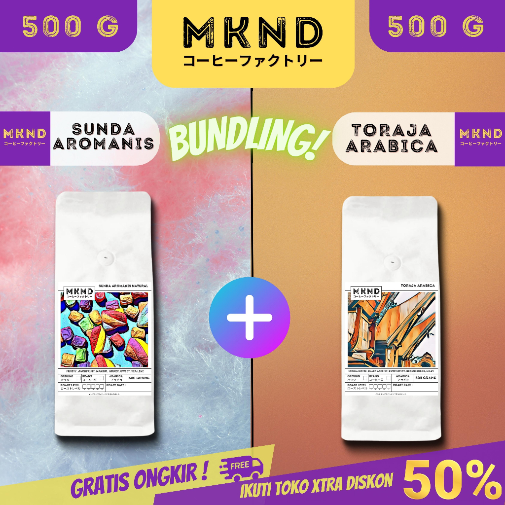 

MKND® BUNDLING HEMAT 2X500 KOPI ARABIKA SUNDA AROMANIS NATURAL + TORAJA SAPAN GRADE 1 SINGLE ORIGIN PROMO DISCON | BIJI BUBUK | SINGLE ORIGIN | PREMIUM COFFE | ROASTED BEANS | MANUAL BREW | COFFE ROASTERY