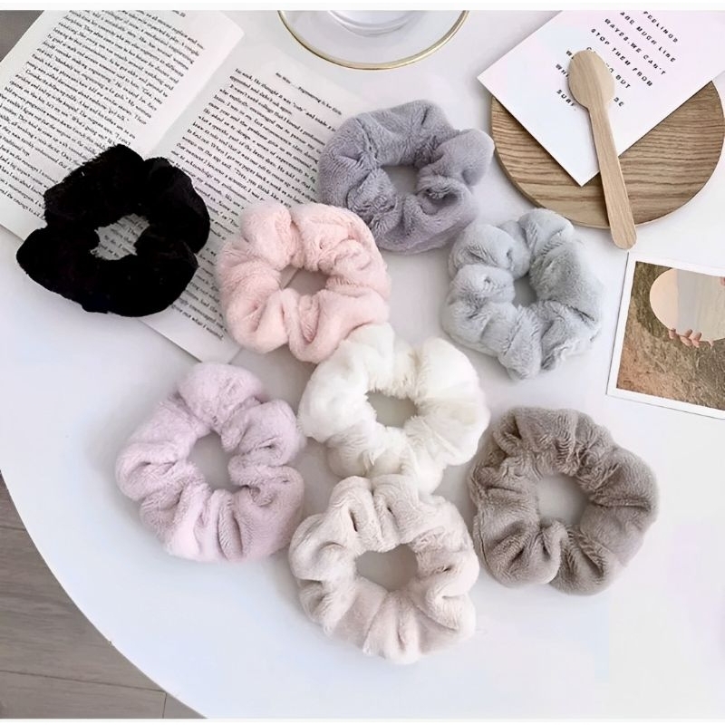 ikat rambut korea ikat rambut bulu ikat rambut bulu halus isi 12 pcs