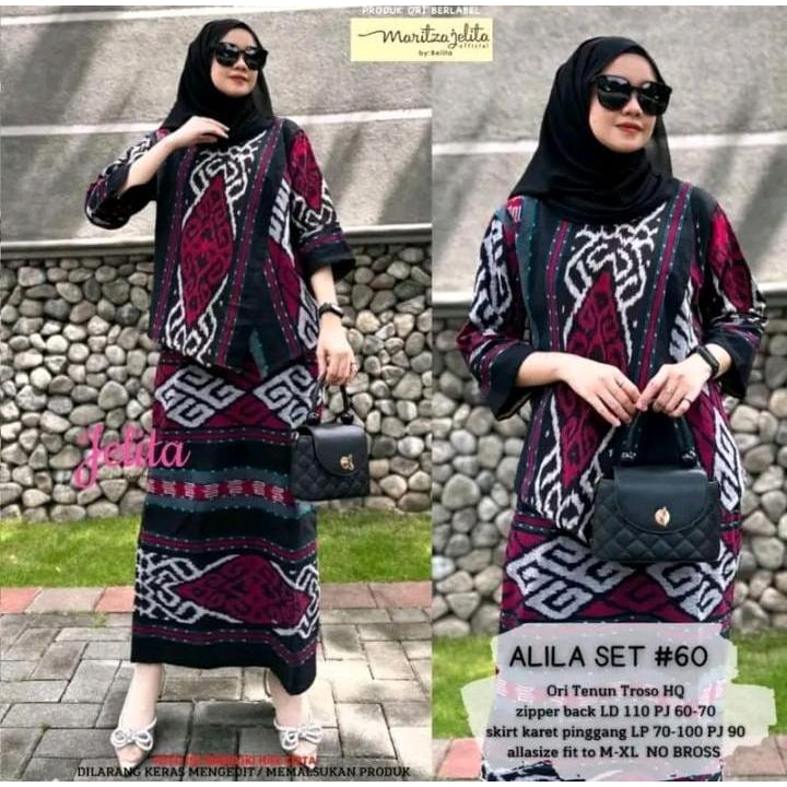 RESTOK ALILA SET #60 #62 #65 #66 #67 BLOUSE ROK TENUN MOTIF ORI JELITA 18/7