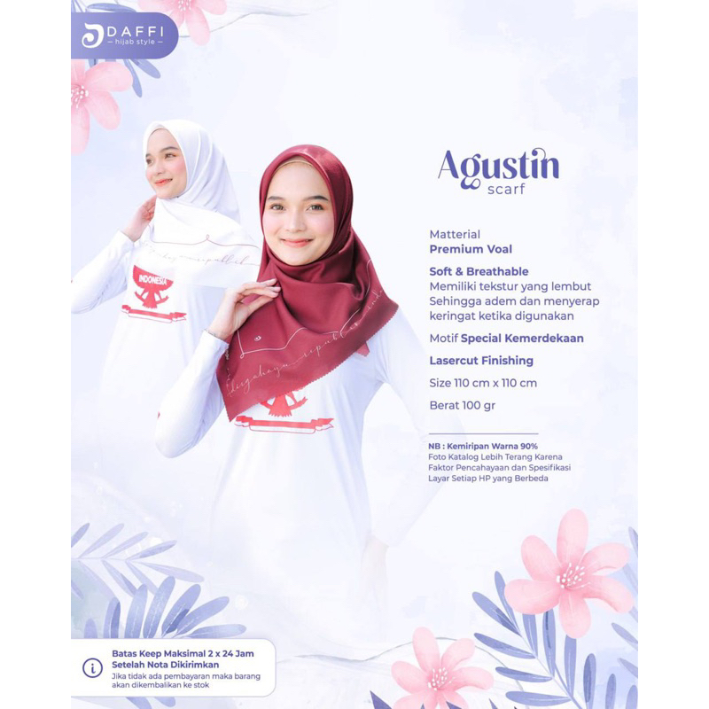 [ORIGINAL DAFFI] ~ HIJAB SEGI EMPAT AGUSTIN / SCARF PREMIUM / HIJAB SEGI EMPAT POLOS / JILBAB MERAH 