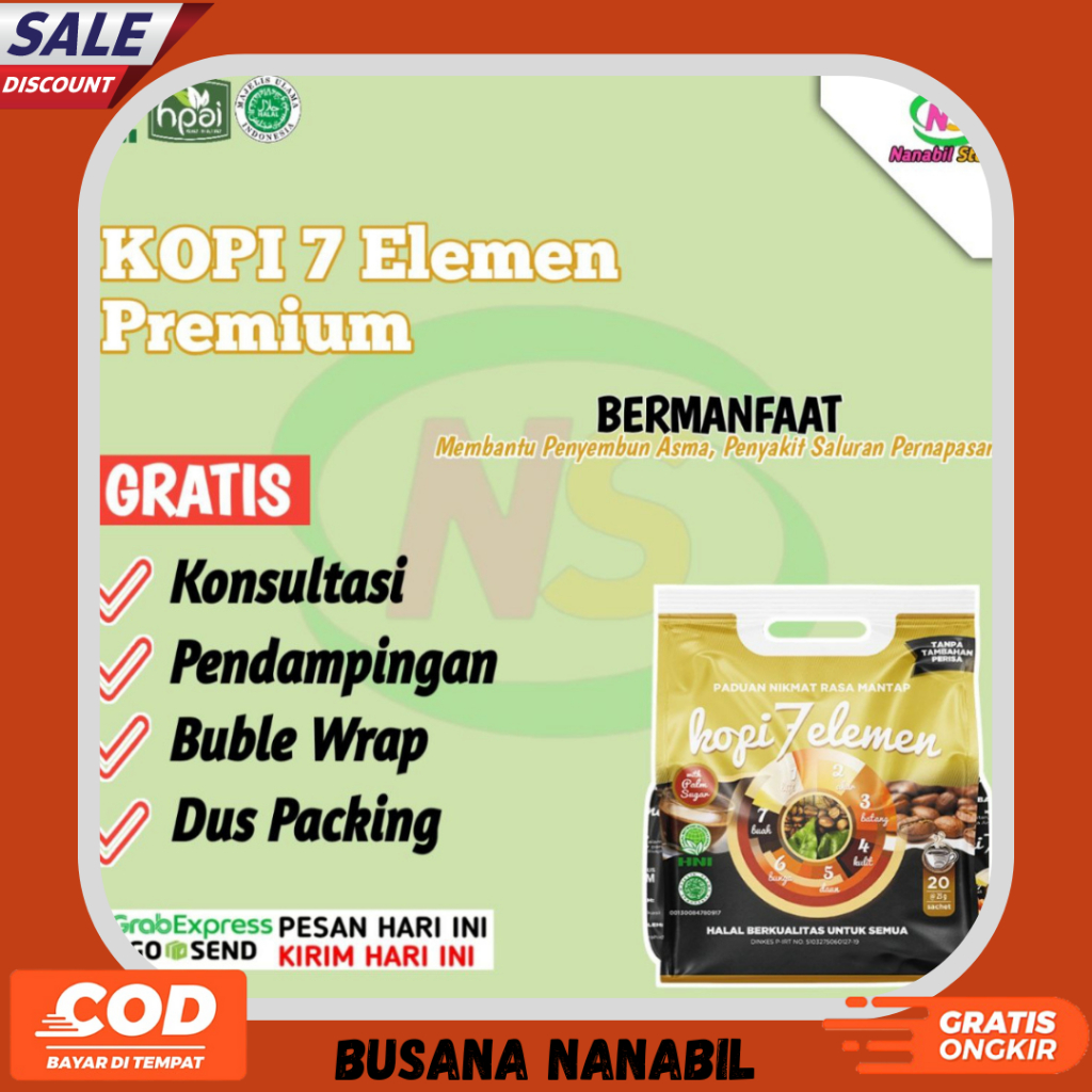 

Kopi sevel 7 elemen Premium HNI HPAI , Kopi Bubuk Solusi Penambah Stamina