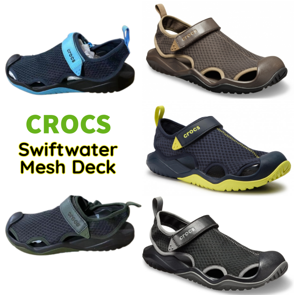 Crocs / Crocs Pria / Sepatu Sandal Crocs / Crocs Swifwater mesh deck / Crocs Original / Sandal Crocs