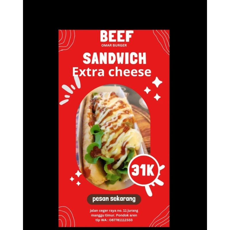 

beef sandwich ectra cheese