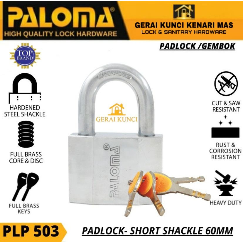 PALOMA PLP 503 P-500 60MM SHORT PADLOCK GEMBOK PALOMA