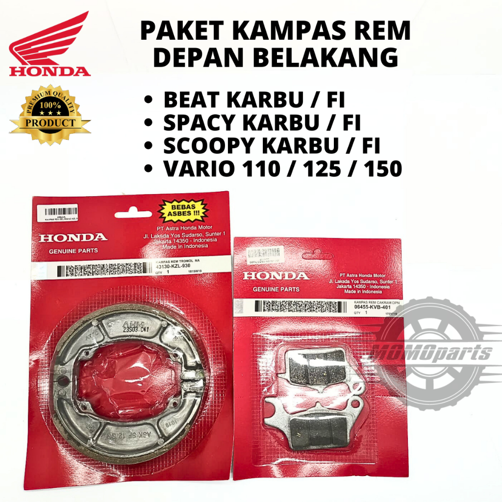 ORIGINAL PAKET KAMPAS REM DEPAN BELAKANG TROMOL HONDA KZL KVB BEAT OLD LAMA FI POP STREET SPORTY SPA