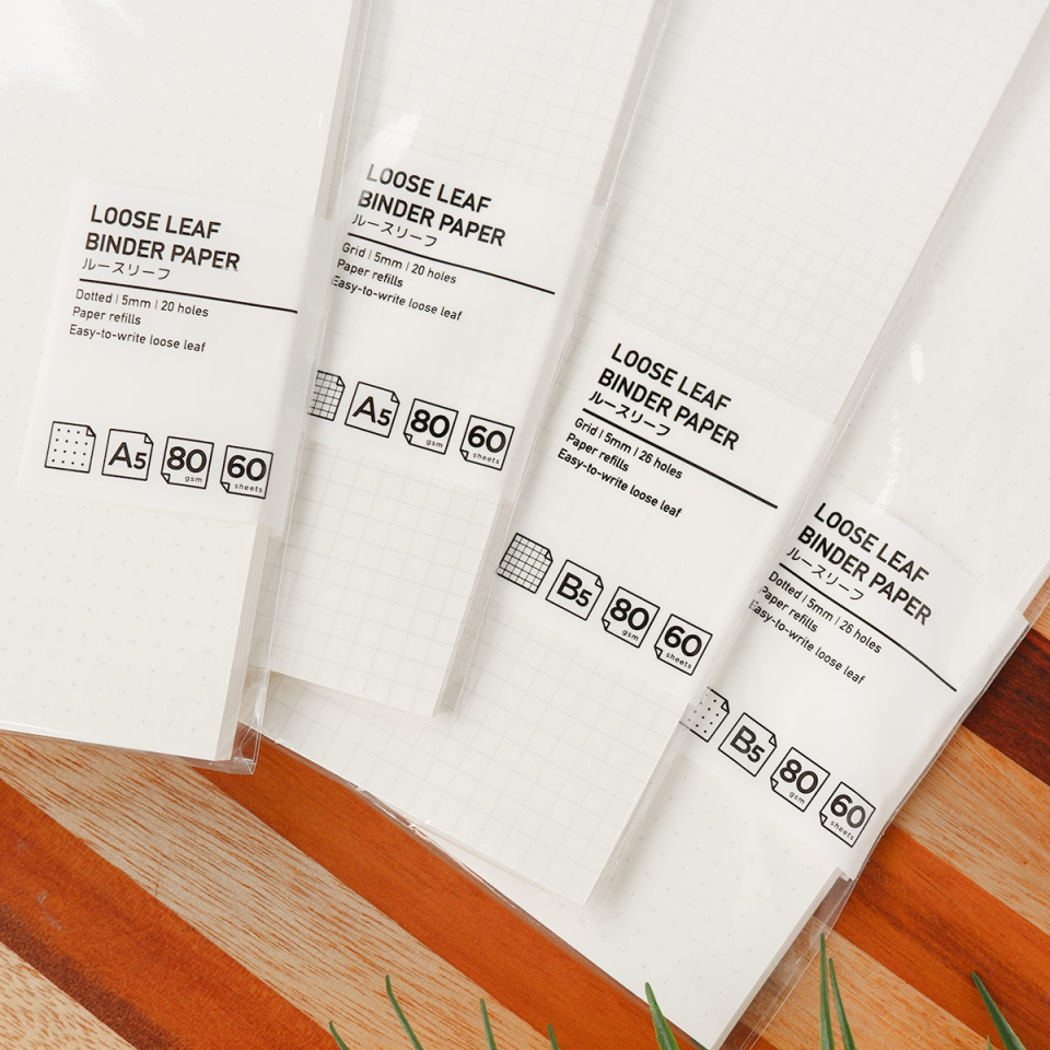 

LOOSE LEAF A5 GRID DOT 80GSM 60 SHEETS ISI BINDER REFILL KOTAK TITIK