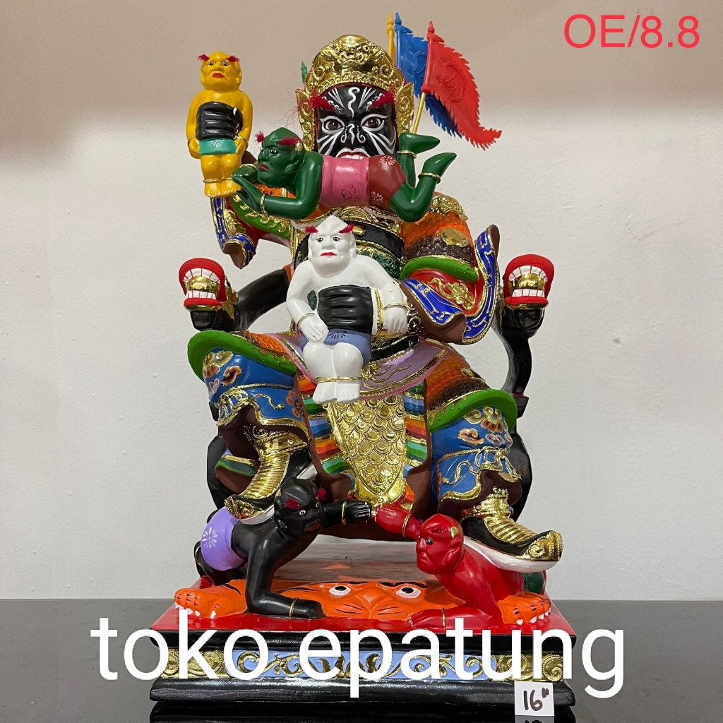patung dewa 7 ong / cit hu ong ya - kayu taiwan - 16 inch - l - 23