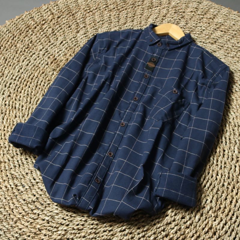 KEMEJA FLANEL LENGAN PANJANG HEM PRIA WANITA F99