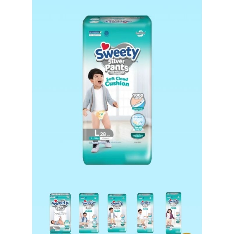 sweety silver pants size L28 popok sweety silver pants diapers popok celana sweety