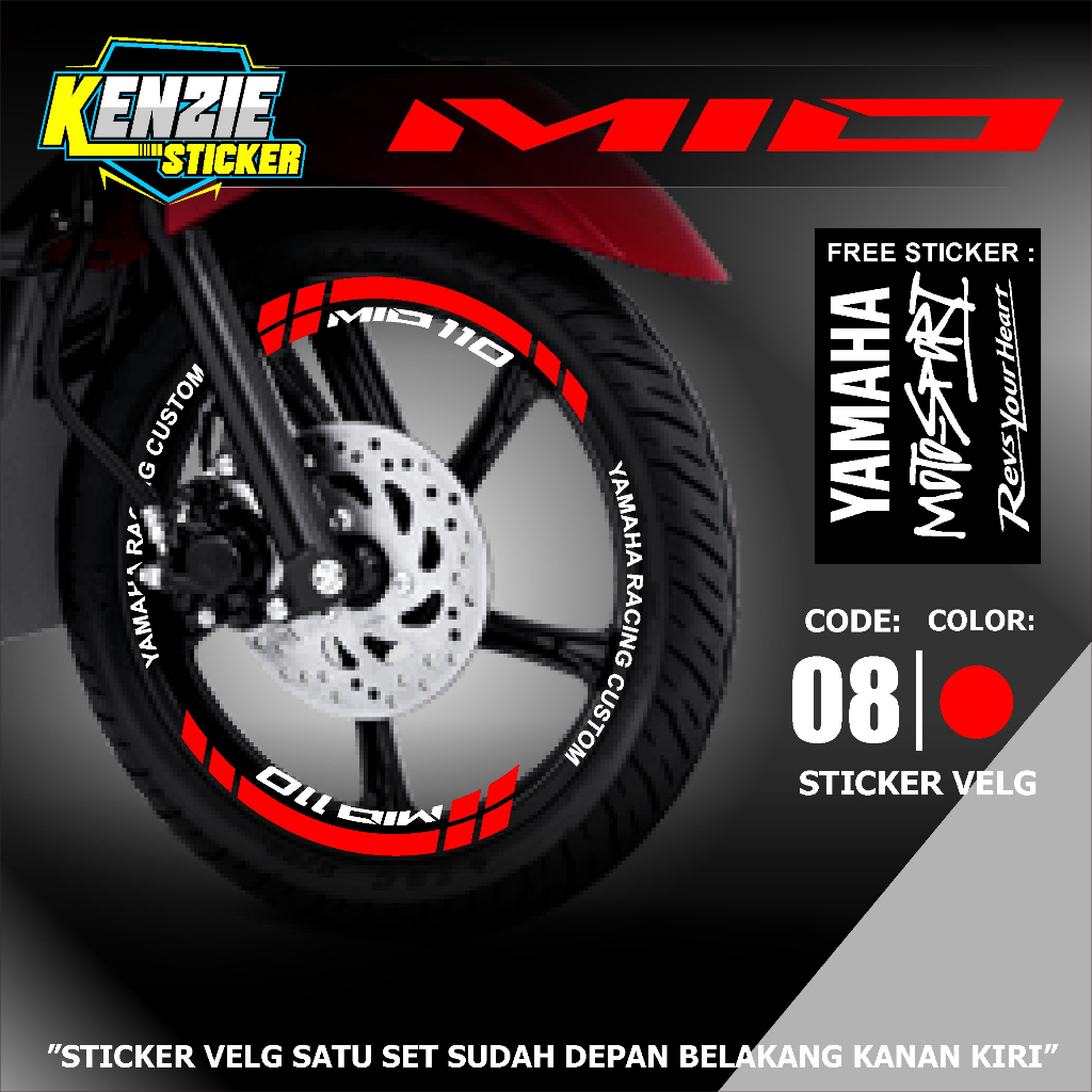 Stiker Cutting Velg Mio Smile Sporty Racing Lis List Variasi Custom Racing Sticker Cuting pelek Moto