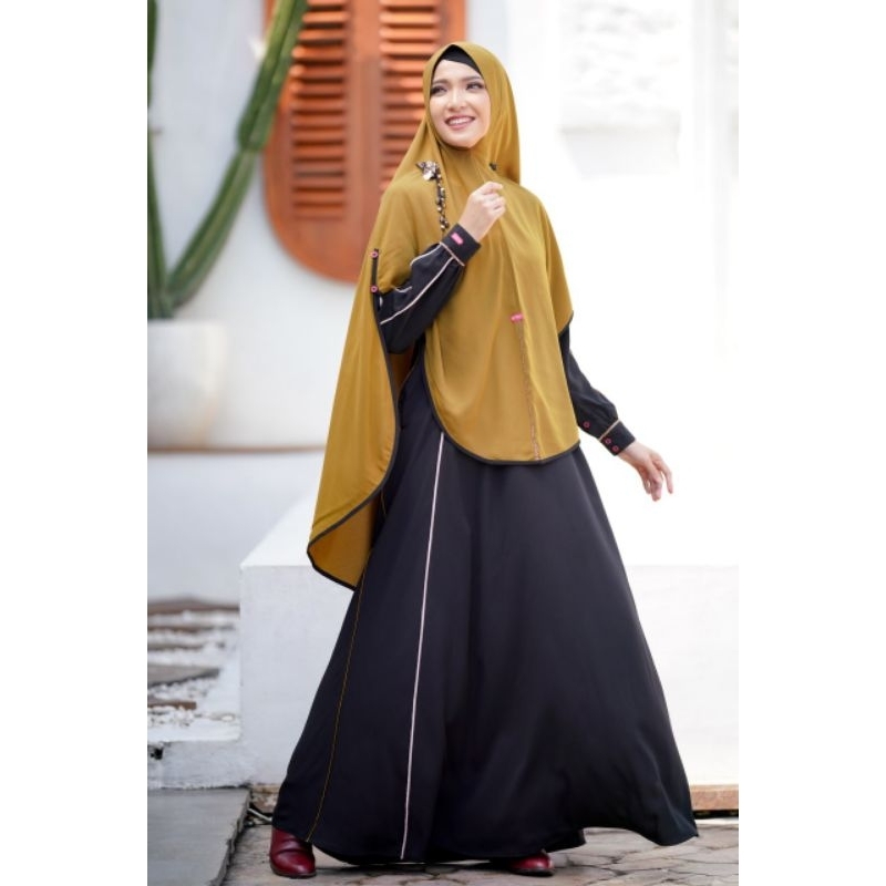 TERBARU BY AULIA FASHION SET GAMIS KALEELA BLACK OLIVE GREEN