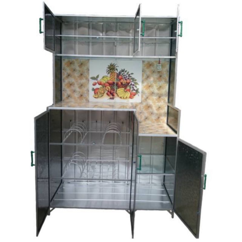 RAK PIRING 4 PINTU ALUMUNIUM LEMARI PIRING 4 PINTU LEMARI SAYUR 4 PINTU LEMARI MAKANAN RAK PIRING MI