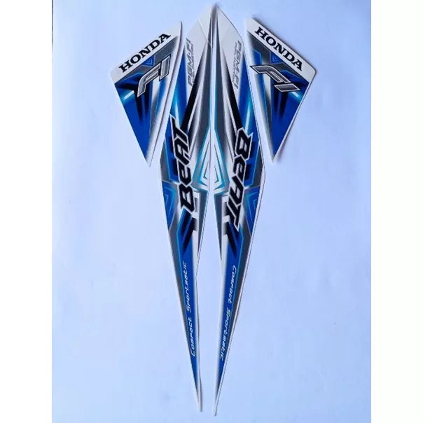 stiker striping honda beat fi 2015 putih biru lis body original