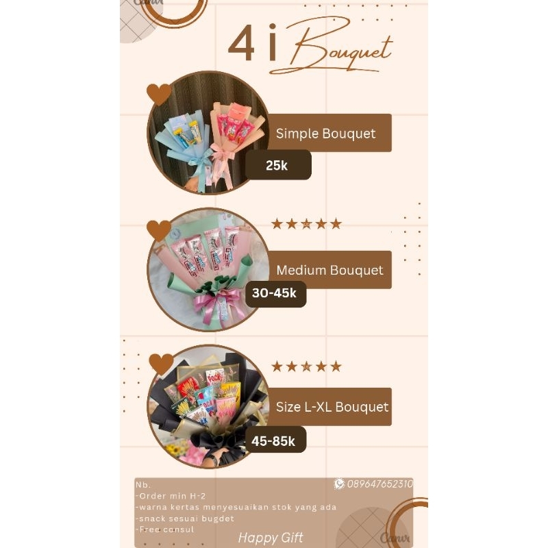 

Costum Bouquet / Bouquet Snack / bouquet wisuda / bouquet aniversary / bouquet kado / buket pacar/ buket murah / buket snack / buket estetik