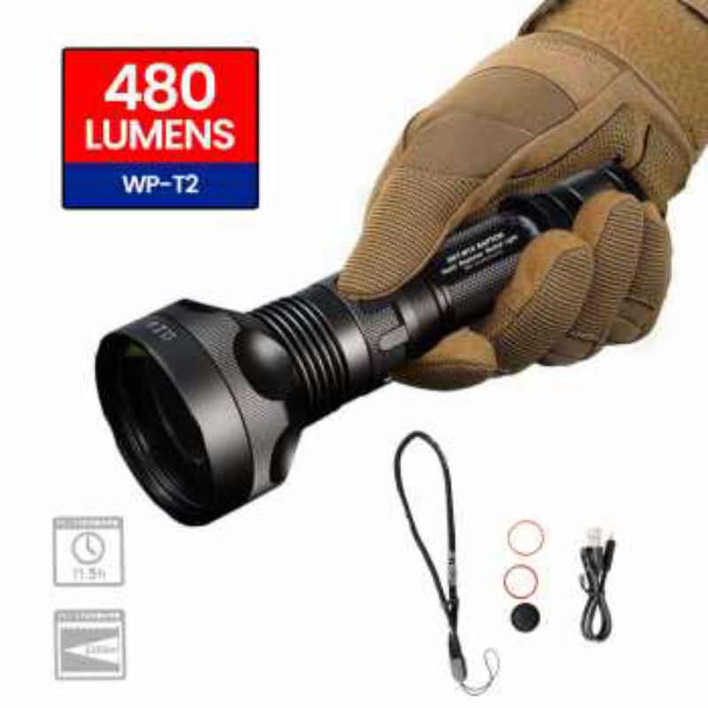 JETBeam Senter Laser LED Raptor Flashlight WP-T2 480 Lumens - RRT-M1X
