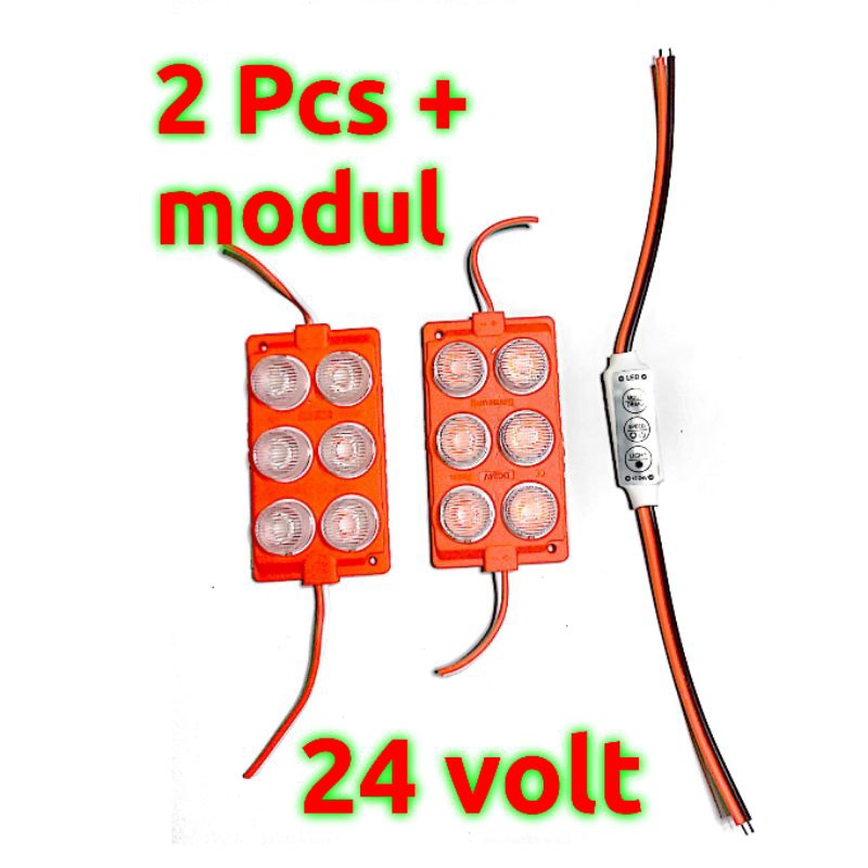 2 pcs Lampu led 6 mata 24 volt dan modul mini controller led bak truk lampu kolong truk bus 24 volt