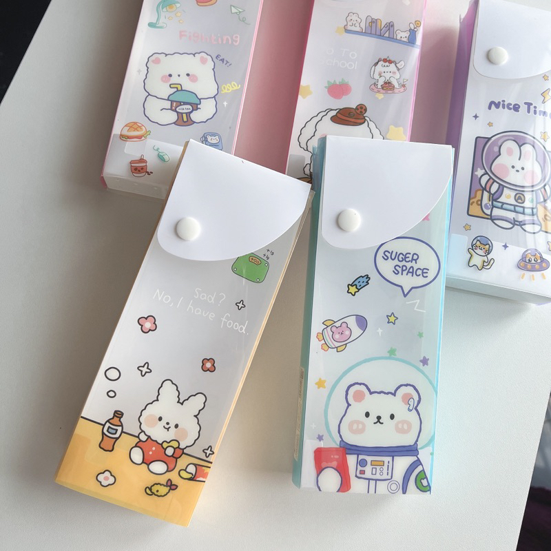 

Pencil Case Sliding for Kids / Tempat Pensil Plastik Transparan Sliding Kancing