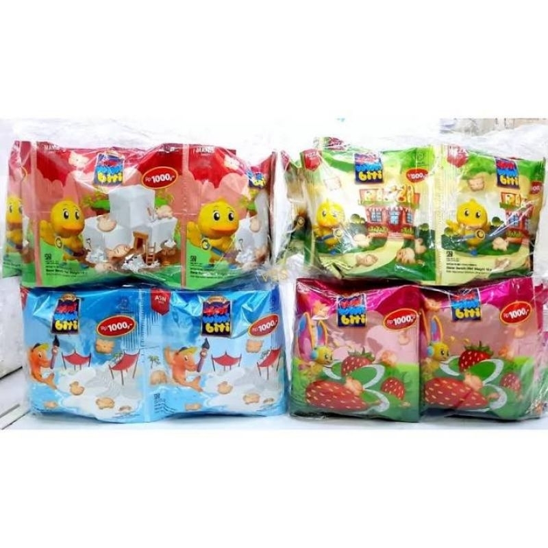 

tini wini biti 1 pack isi 10 sachet / snack biskuit berbentuk karakter lucu enak dan lezat