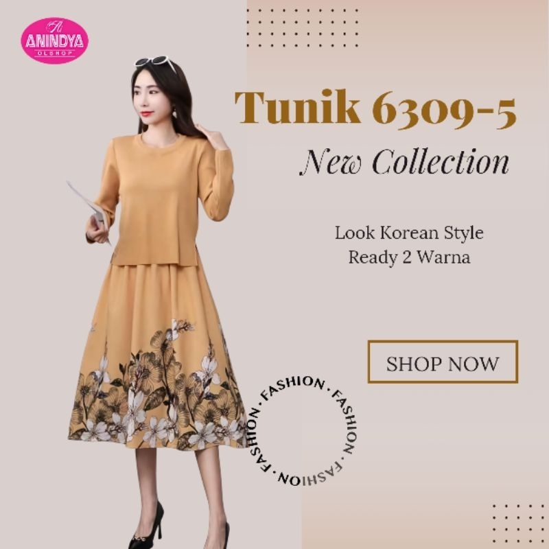 Anindya Fashion Presents Tunik Rajut Mix Katun 6309-5 Motif Bunga By Zara Woman Dress Korean Style Elegan