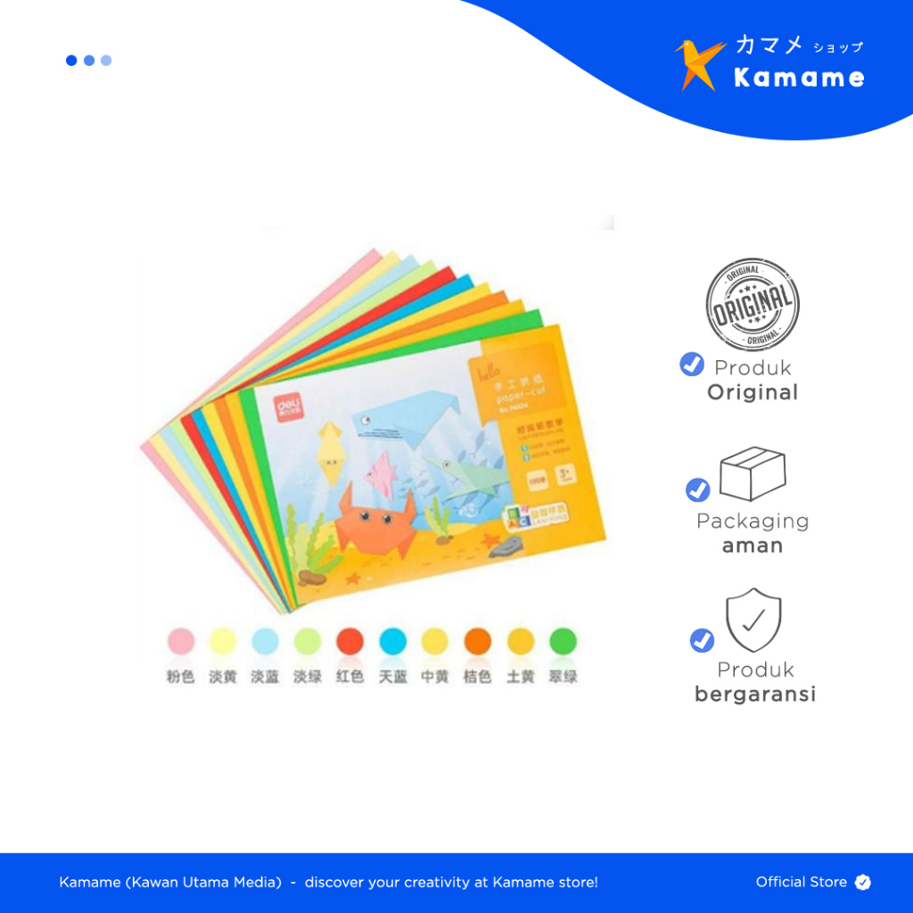 

Deli Origami - Paper Craft Kertas Lipat Ukuran A4 100 Lembar 74824 - Kamame