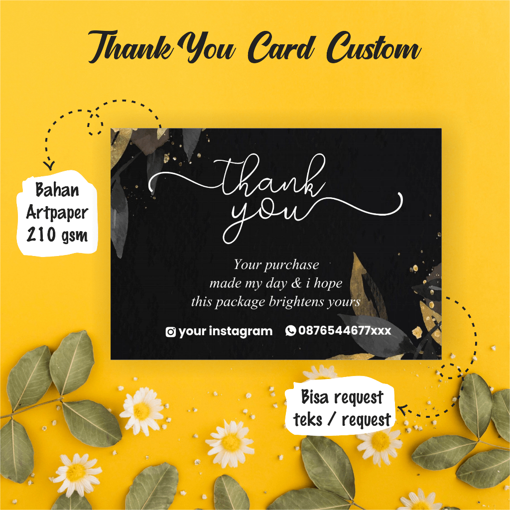 THANK YOU CARD OLSHOP CUSTOM - KARTU UCAPAN KARTU KADO ULTAH