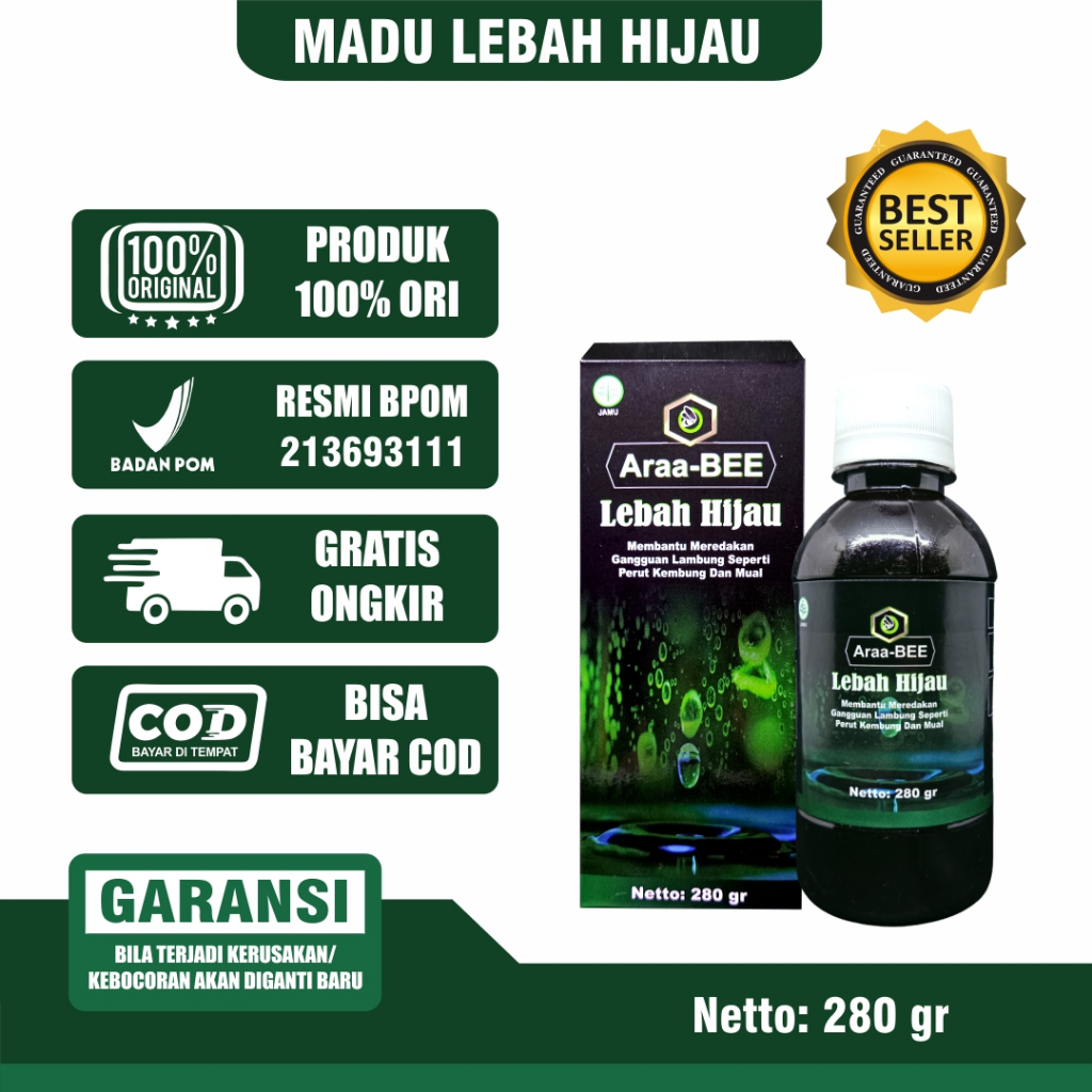 

MADU LEBAH HIJAU MADU HIJAU MENGATASI MASALAH LAMBUNG - 280GR