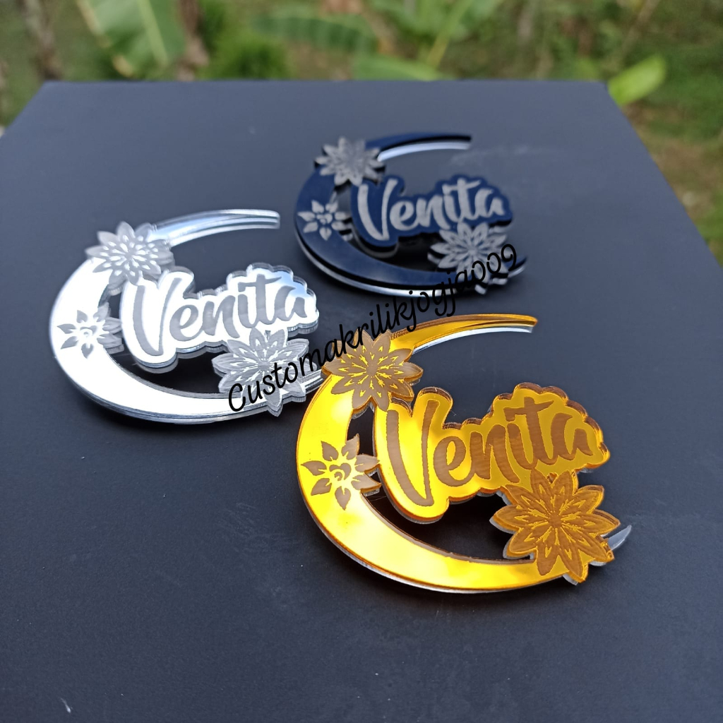 (D) BROSS NAMA AKRILIK MODEL SABIT / PIN HIJAB /PIN BROSS