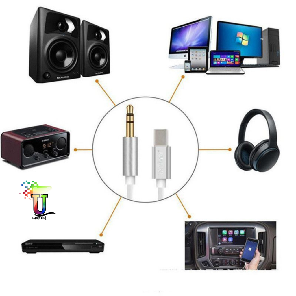 DIINAMI kabel iphone Lightning to aux 3.5mm, Type C To Jack 3.5MM Premium Nylon kabel Audio UC6971