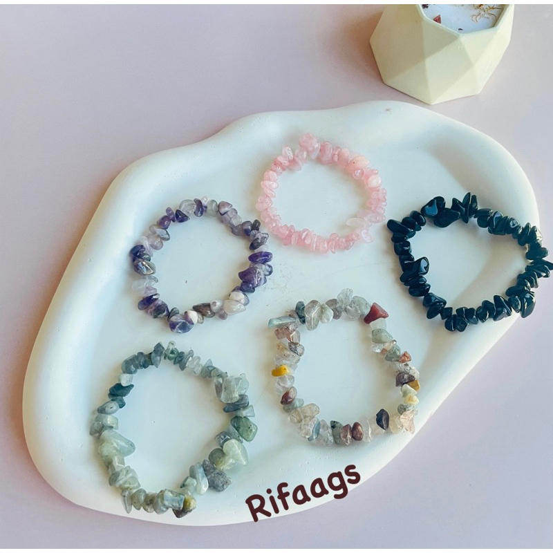 Gelang Batu Alam Giok Kristal Asli Wanita Stone Crystal Bracelet Swarovski
