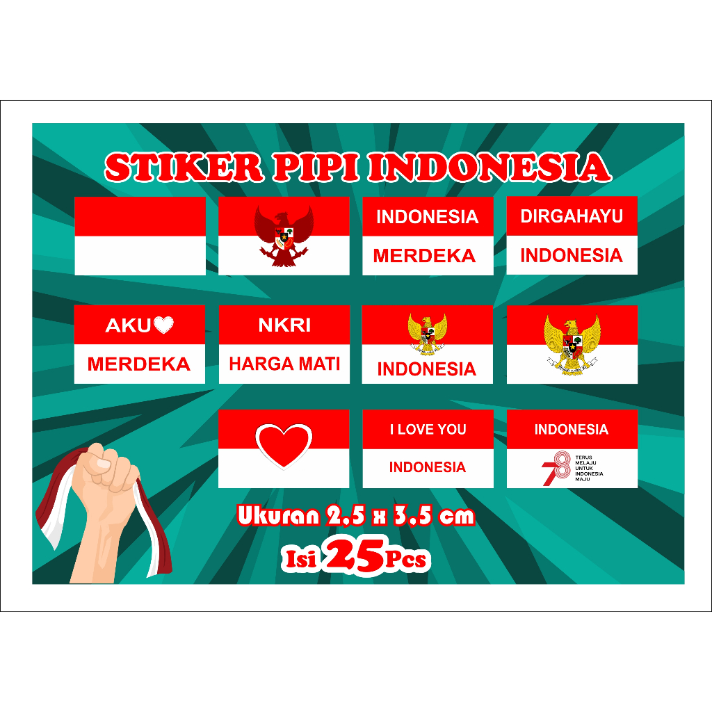 

Stiker Bendera Indonesia / Stiker pipi merah putih / Stiker 17 Agustus / Stiker Bendera isi 25 pcs