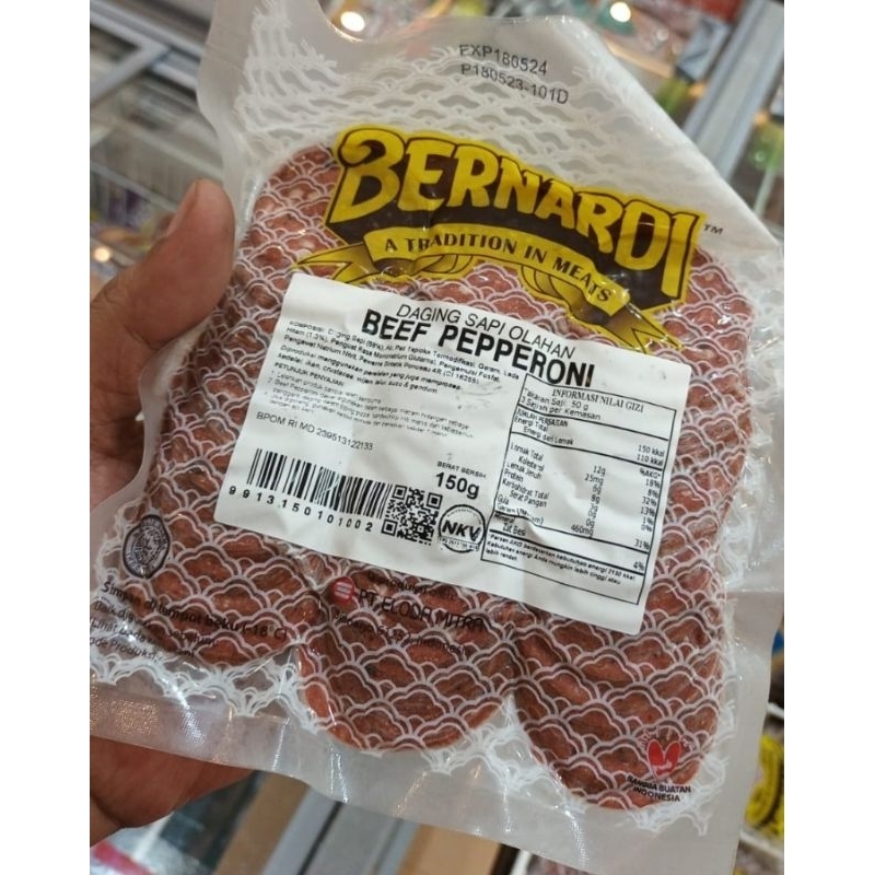 

Bernardi Beef Pepperoni/ Daging Sapi Asap Untuk Toping Pizza/ Smoked Beef Mini | Berat Bersih 150gr