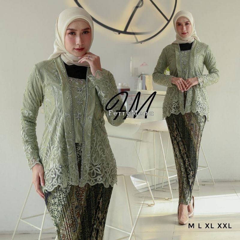 New Set Kebaya Kutu Baru Payet Lengan Panjang Kebaya Wisuda Kebaya Modern