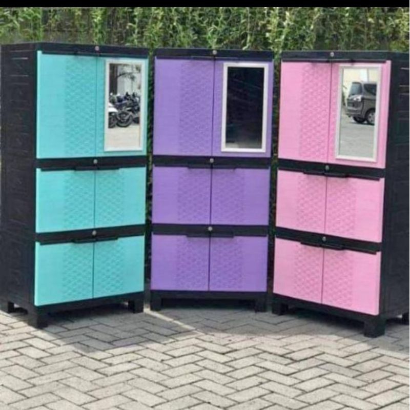 LEMARI PLASTIK AQUOSE GANTUNG PLUS KACA