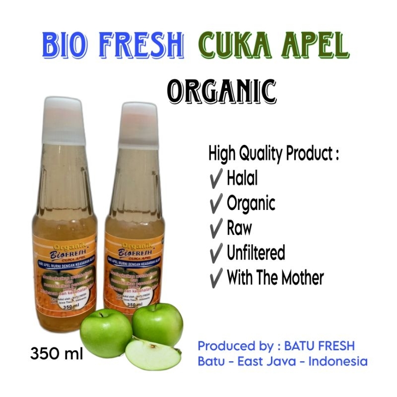 

De Satu Store - Cuka Apel ORGANIK Bio Fresh - With The Mother - Halal - Ada 2 ukuran botol kaca