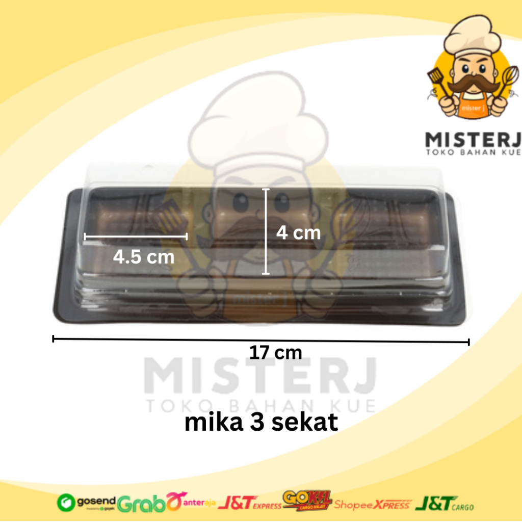 Mika 3 Sekat | 10 Pcs | 1 Pack | Mika Mochi Mooncake | Mika Mochi 3 Sekat | Mika Transparan Sekat | 