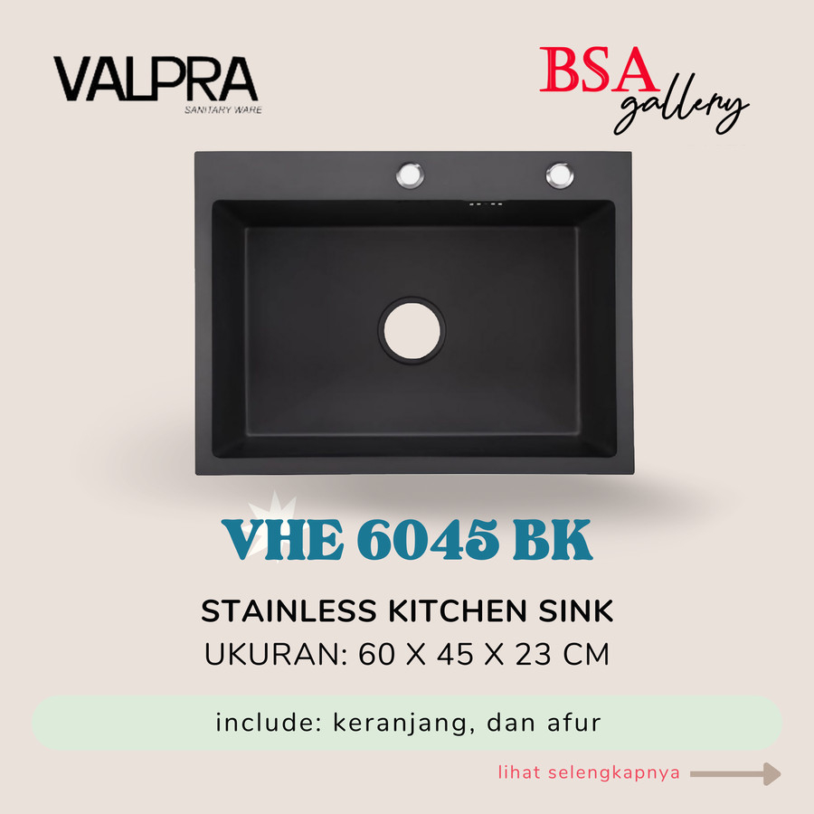 BAK CUCI PIRING DAPUR VALPRA 1 LUBANG / BLACK KITCHEN SINK STAINLESS