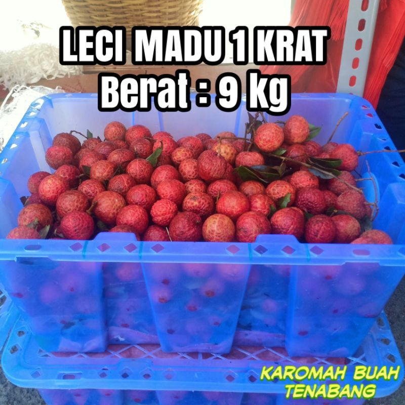 Ready stok BUAH LECI MERAH MADU 1 KRAT : 7KG PREMIUM ( leci madu merah ) premium import Terlariss