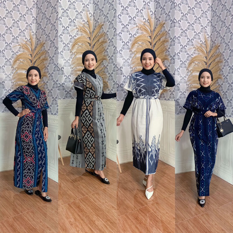 longdres etnik modern baju tenun kekinian baju kondangan tenun viral etnik
