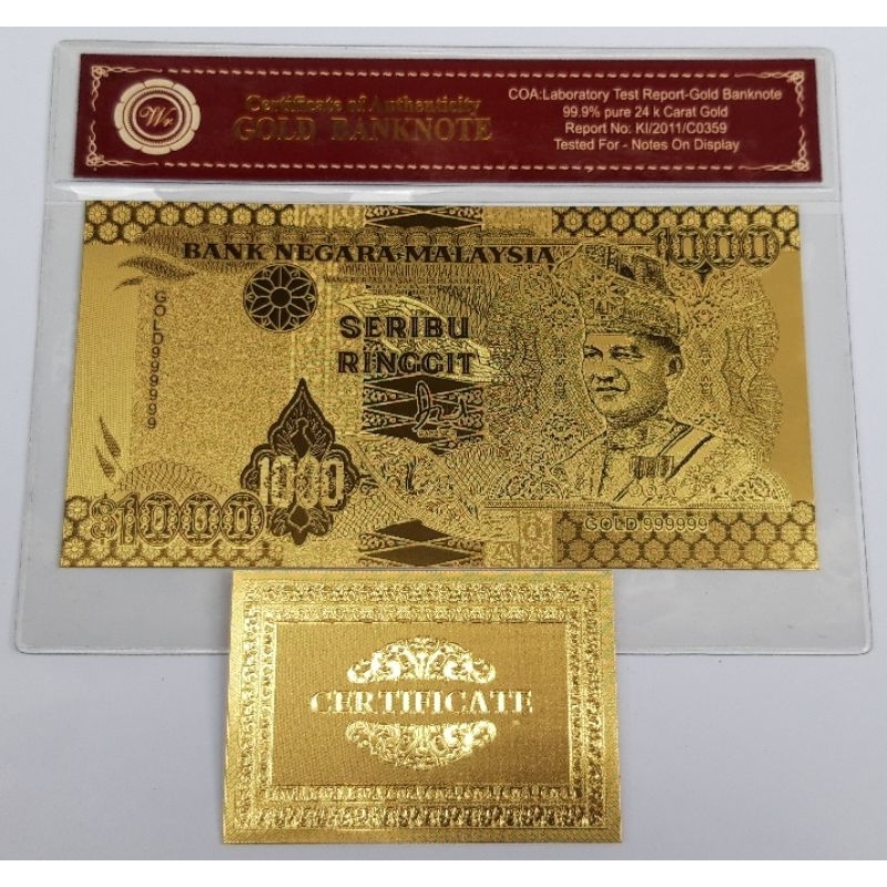 UANG SOUVENIR GOLDFOIL 1.000 RINGGIT MALAYSIA
