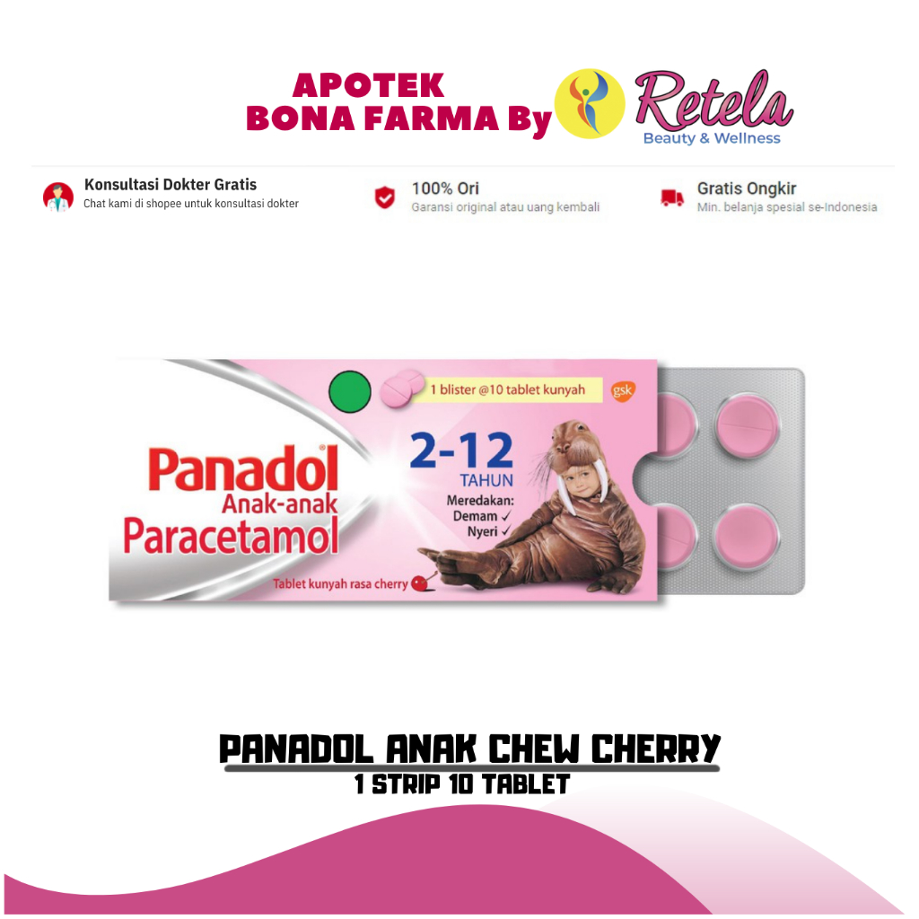 

PANADOL ANAK CHEW CHERRY 1 STRIP 10 TABLET