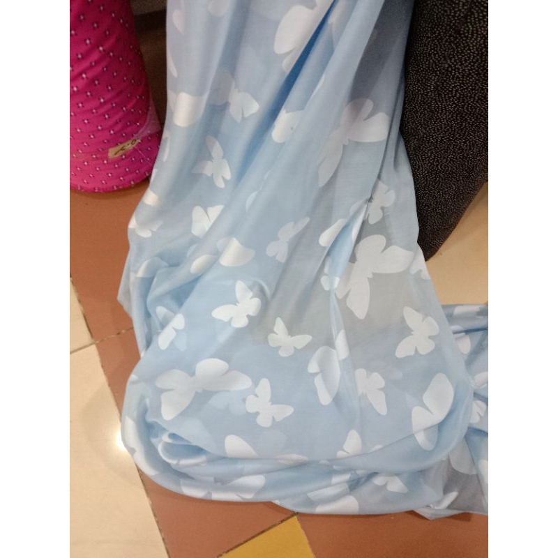 Awet Kain/Bahan Organza Motif Kupu-Kupu / Organza Import Korea