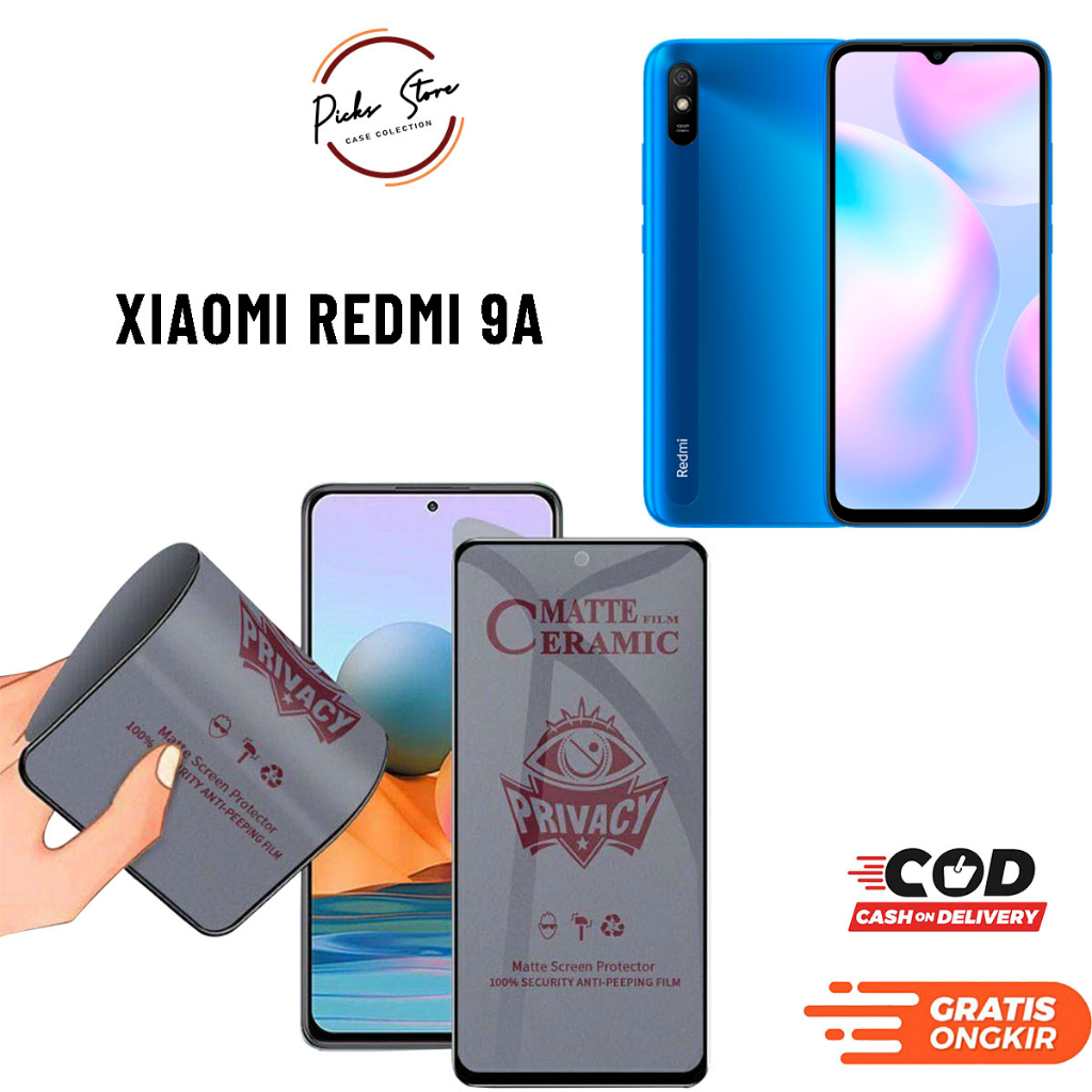 Anti Gores SPY Matte Xiaomi Redmi 9A - PRIVACY TEMPERED GLASS - TG Xiaomi Redmi 9A - ANTI GORES CERA