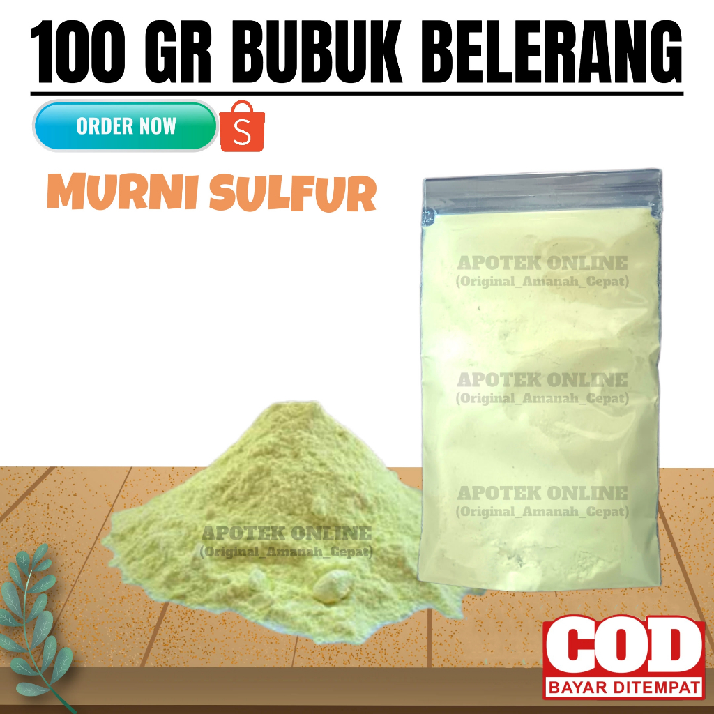 Bubuk Belerang Murni - Sulfur Murni 100 Gram - Belerang Bubuk Murni Powder Halus - Bubuk Belerang Ob