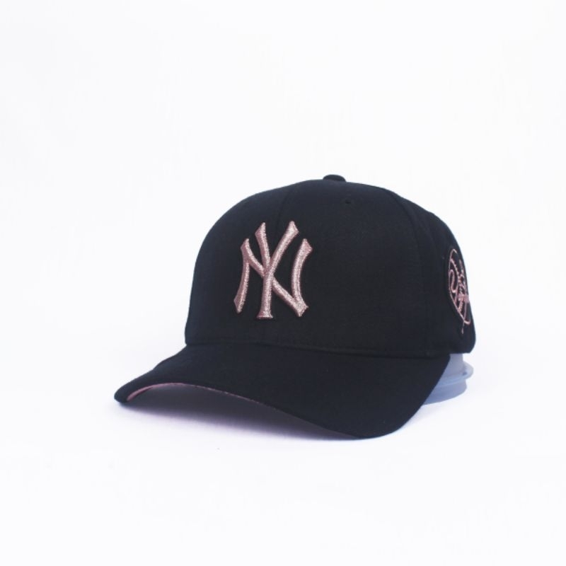 Topi Baseball MLB NY Black Pink Logo OSFA Adjustable Second Murah Original