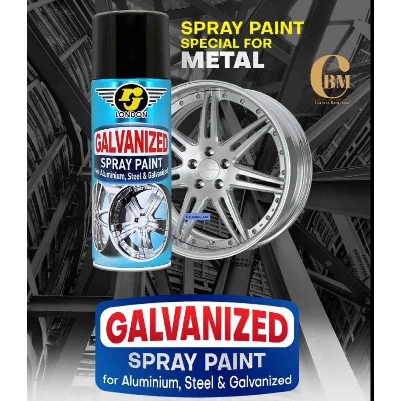Cat Semprot Galvanized /Cat Metal Alumunium Steel Galvanis 400cc RJ LONDON Warna Silver