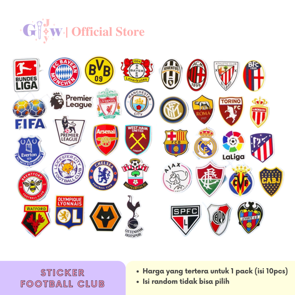 

A6021 STICKER 10PCS (LOGO CLUB SEPAK BOLA) anti air notebook scrapbook label tempel motif kartun superhero super hero unik lucu atk alat tulis murah kartun komputer leptop handphone hp smartphone koper laptop tembok kulkas football foot ball arsenal mu