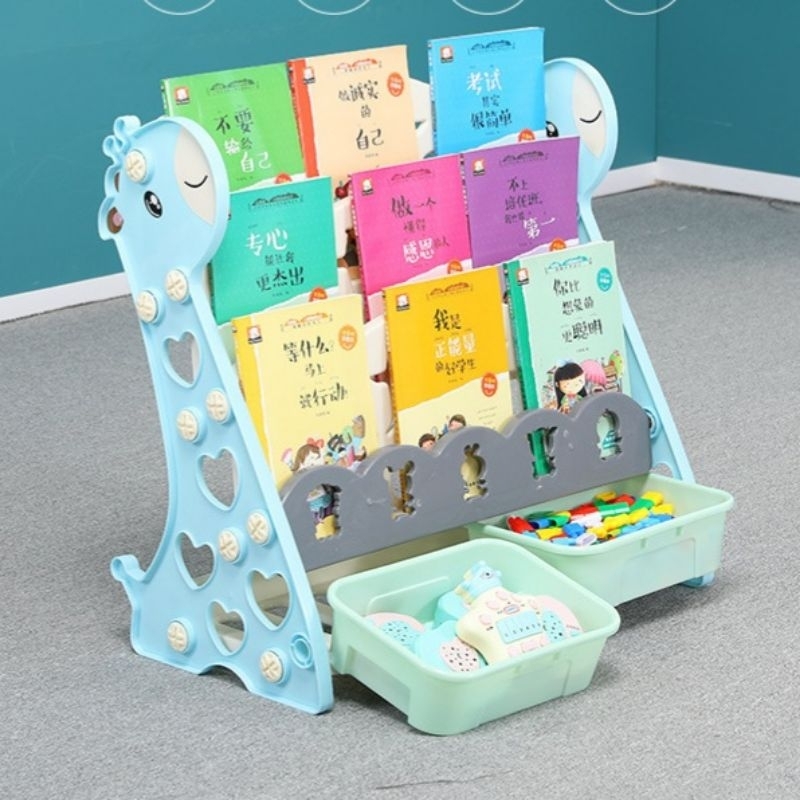 RAK BUKU ANAK | KIDS BOOKSHELF Motif Jerapah Susun 4 - 5